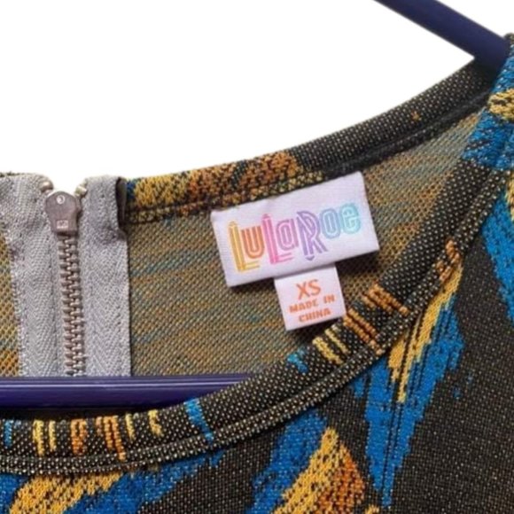 Lula Roe Dark Gray Short-sleeve Amelia Dress with Triangular Design, XS, NWT - Picture 5 of 7